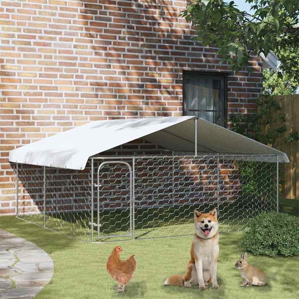 vidaXL Дворна клетка за кучета с покрив 300x300x150 см
