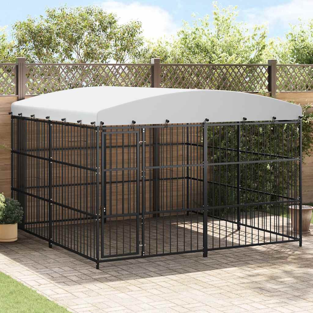 vidaXL Дворна клетка за кучета с покрив 300x300x210 см