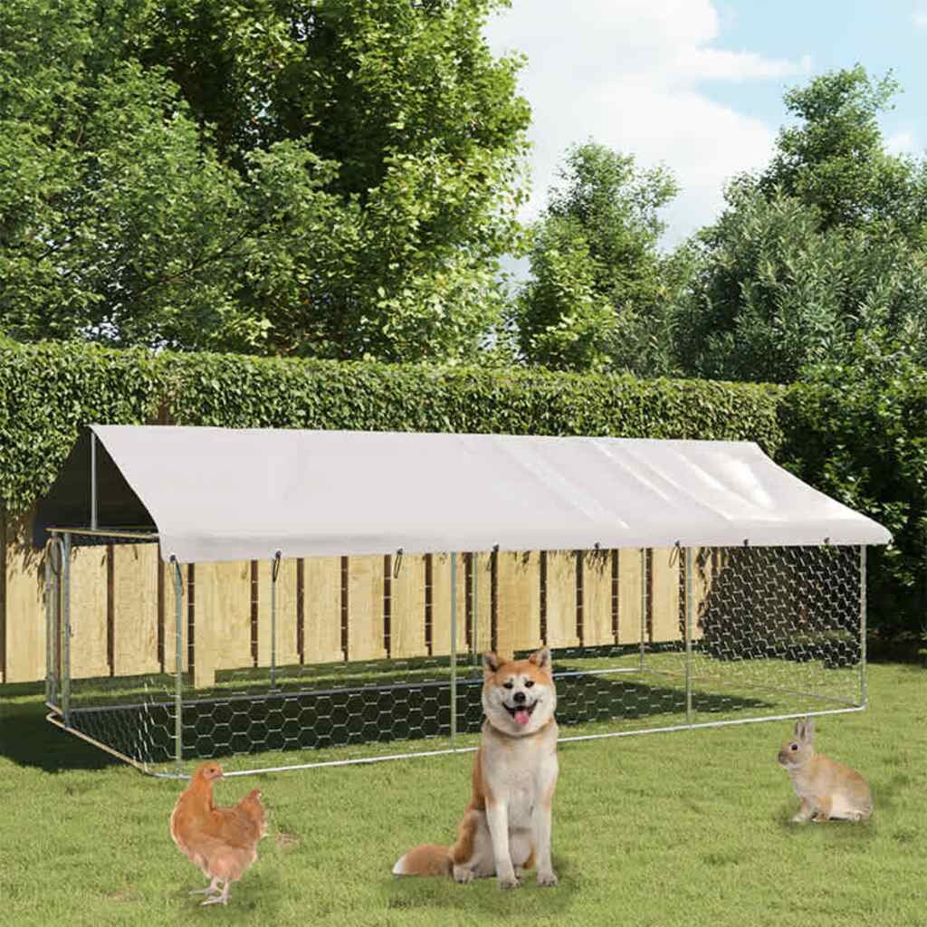 vidaXL Дворна клетка за кучета с покрив 400x200x150 см
