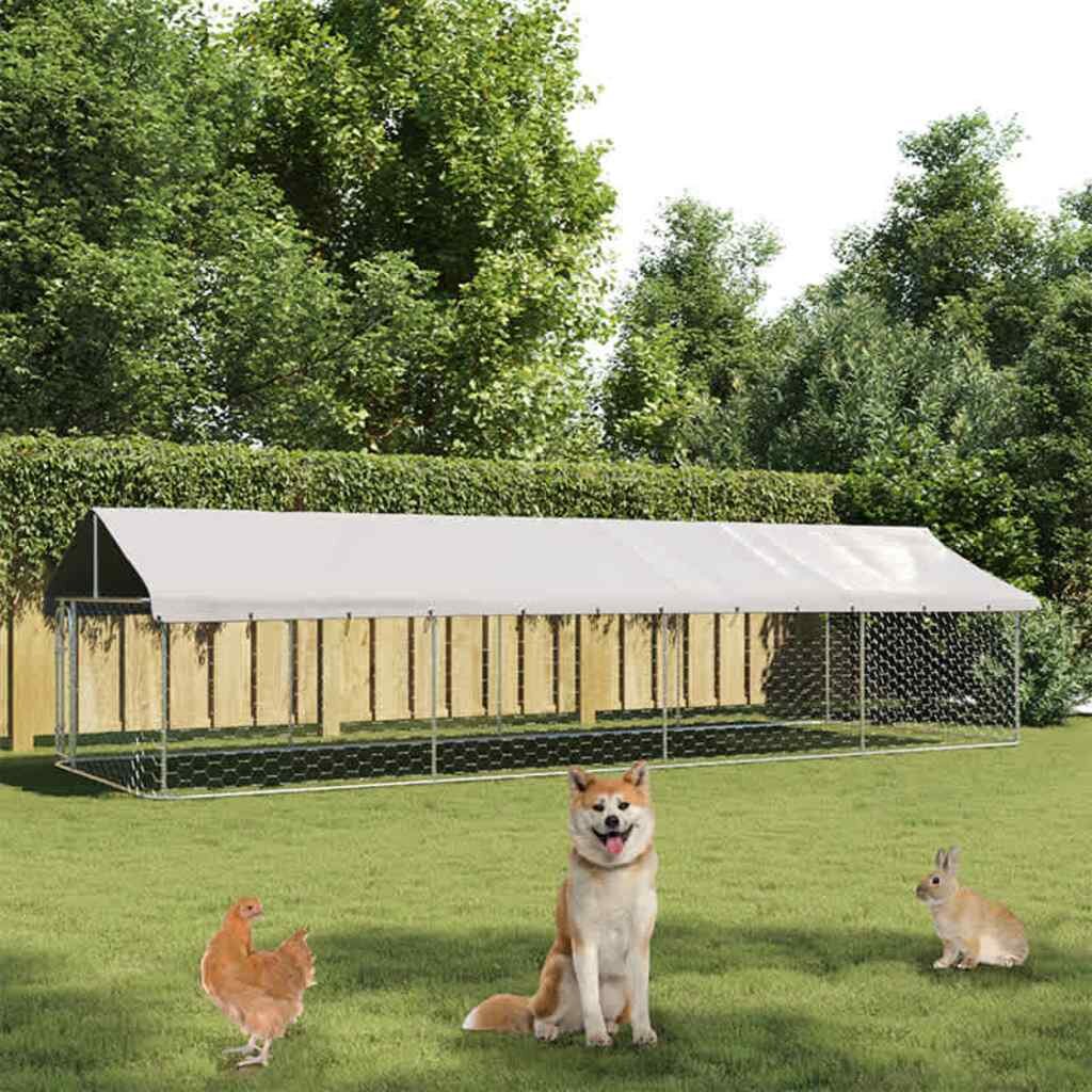 vidaXL Дворна клетка за кучета с покрив 600x200x150 см