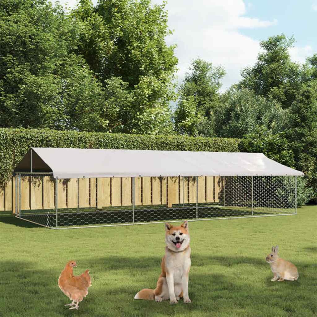 vidaXL Дворна клетка за кучета с покрив 600x300x150 см