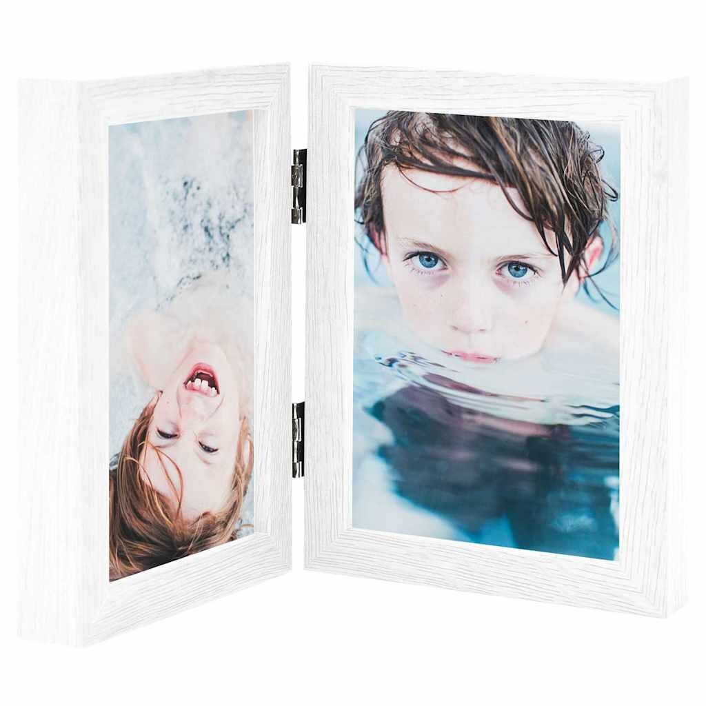 vidaXL Двойна фоторамка колаж бяла 2x(10x15 см)