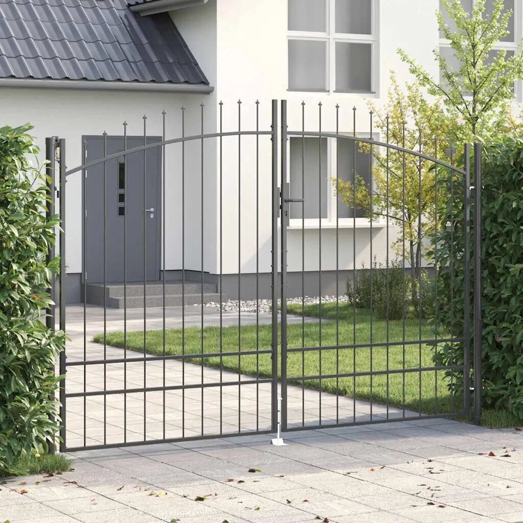 vidaXL Двойна порта WOERDEN 2995 x 2495 см Стомана Сиво С ключалка