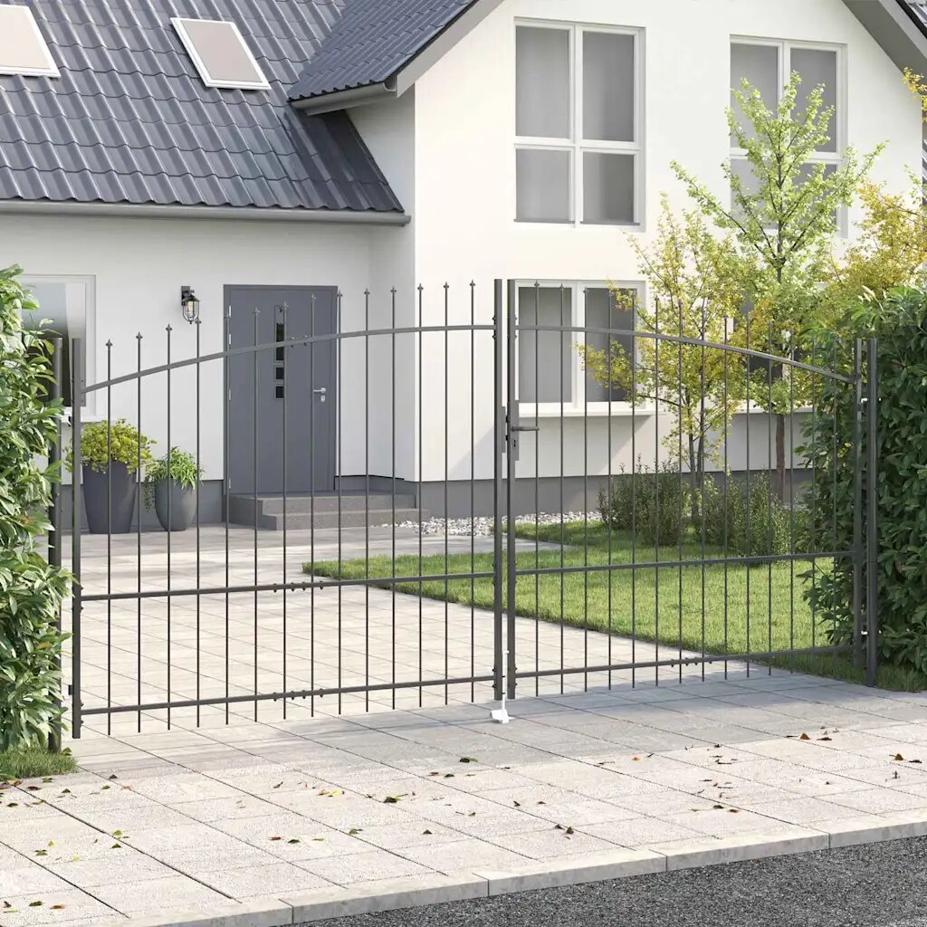 vidaXL Двойна порта WOERDEN 400 x 2245 см Стомана Сиво С ключалка