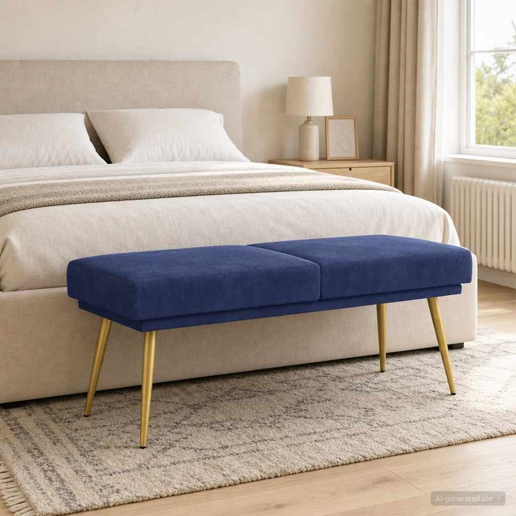 vidaXL Двойно легло Полицейско синьо 120 x 45 x 46 см Кадифе