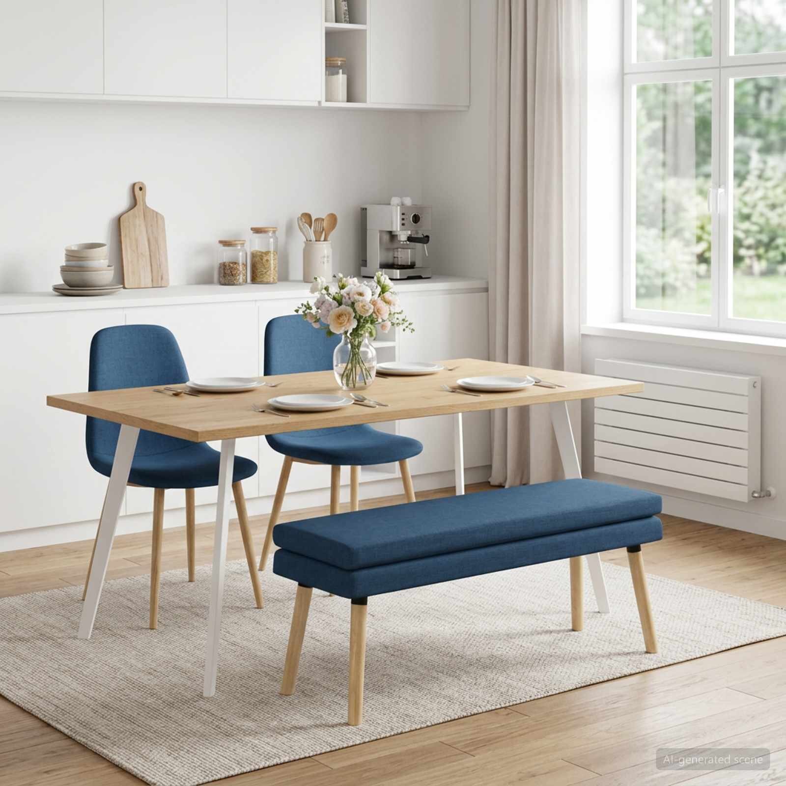 vidaXL Двойно легло Синьо 110 x 40 x 47 см Текстил