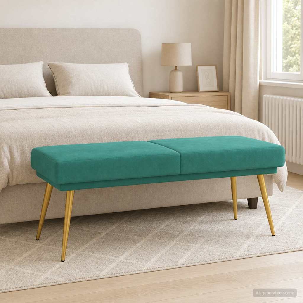 vidaXL Двойно легло Тюркоаз 120 x 45 x 46 см Кадифе