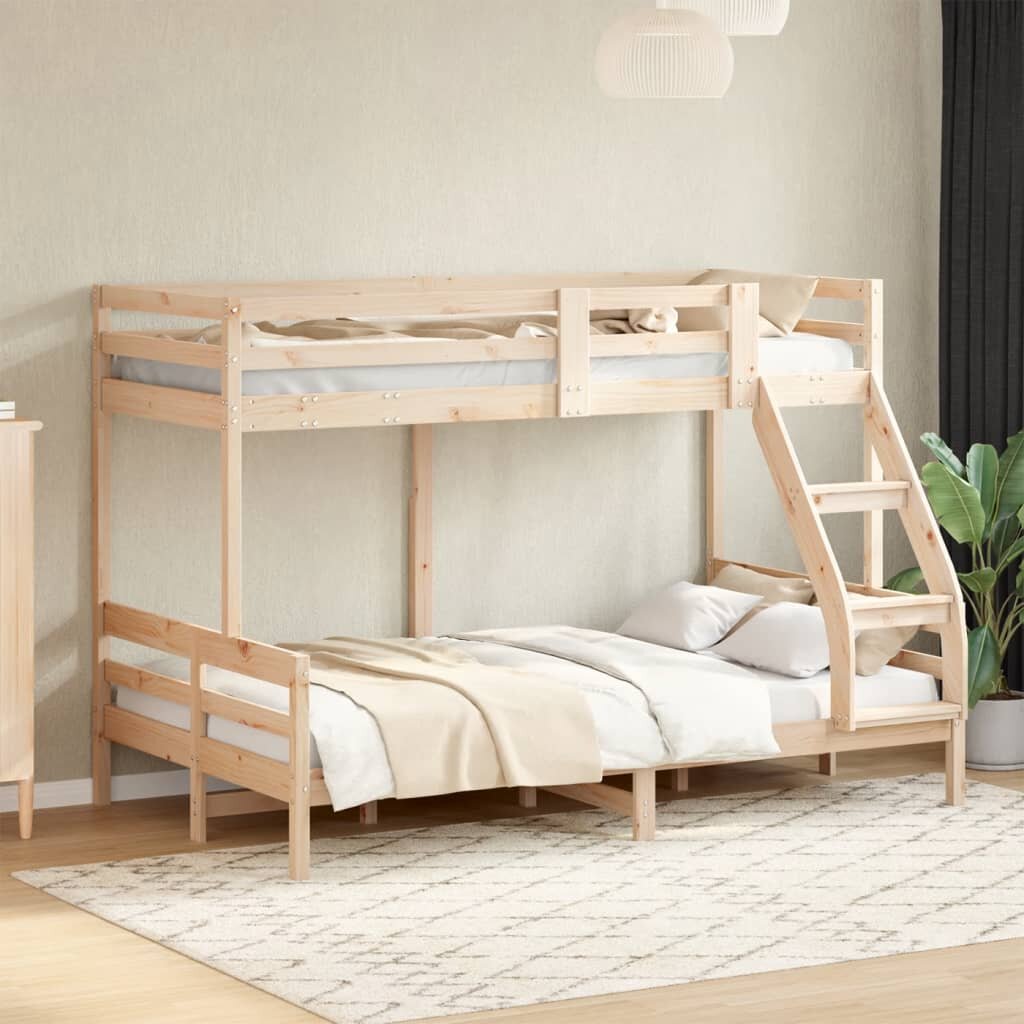 vidaXL Двуетажно легло 90x200/120x200 см борово дърво масив