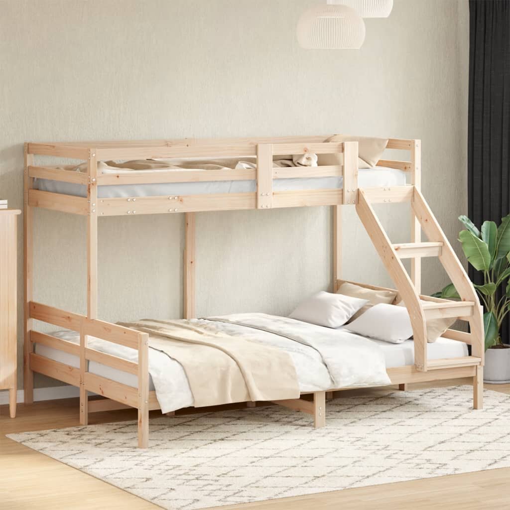 vidaXL Двуетажно легло 90x200/140x200 см борово дърво масив