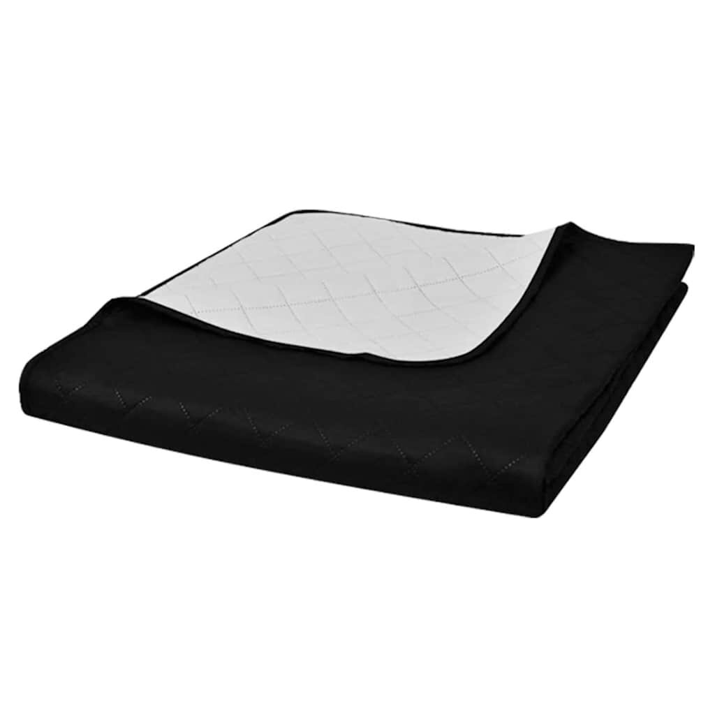 vidaXL Двулицева ватирана завивка черно / бяло 220 x 240 cм