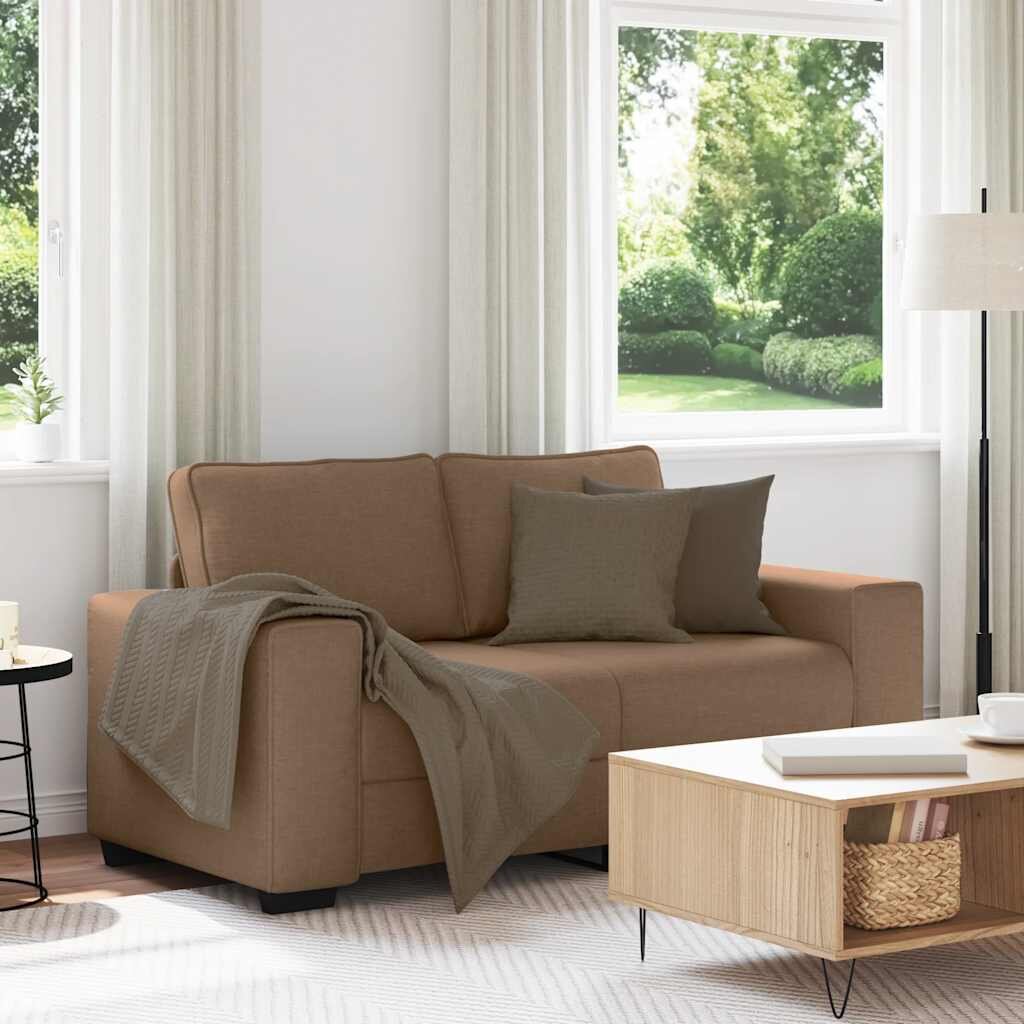 vidaXL Двуместен диван кафяв 160x77x82 см плат