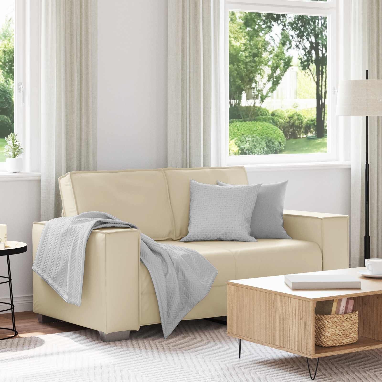 vidaXL Двуместен диван Крем 160 cm Изкуствена