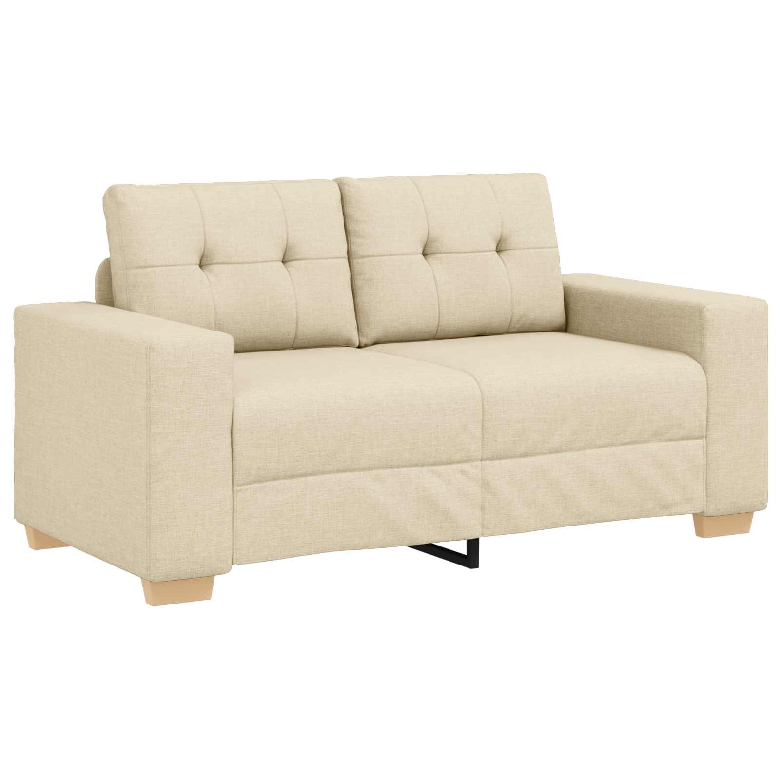 vidaXL Двуместен диван Крем 160 cm текстил