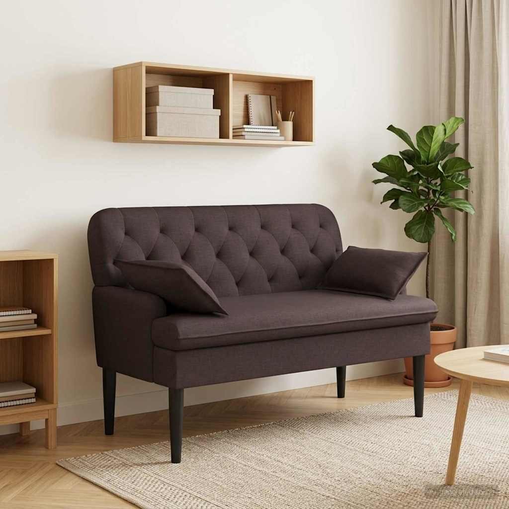 vidaXL Двуместен диван с копчета Тъмен кафяв 111 x 68 x 80 см Текстил