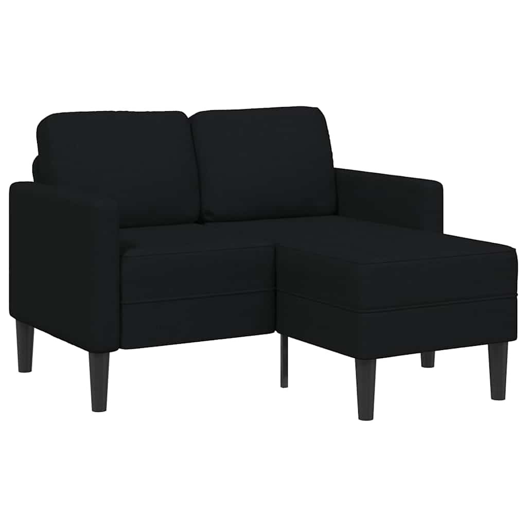 vidaXL Двуместен диван с шезлонг в L-образна форма черен 125 cm плат
