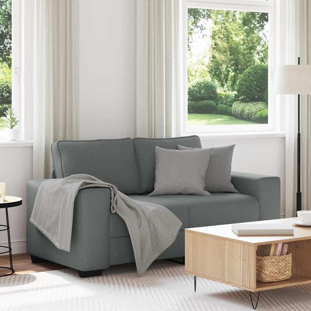 vidaXL Двуместен диван тъмносив 160x77x82 см плат