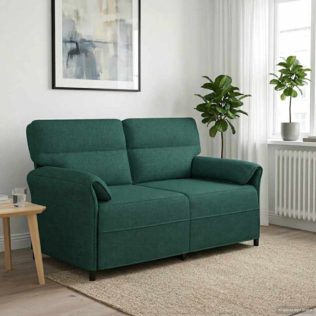 vidaXL Двуместна софа 2-местен Тъмнозелено 158 x 83 x 95 см Текстил