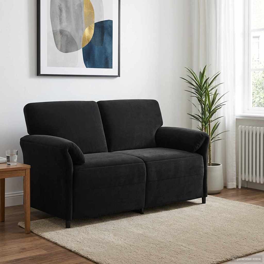 vidaXL Двуместна софа Черно 158 x 83 x 95 см Кадифе