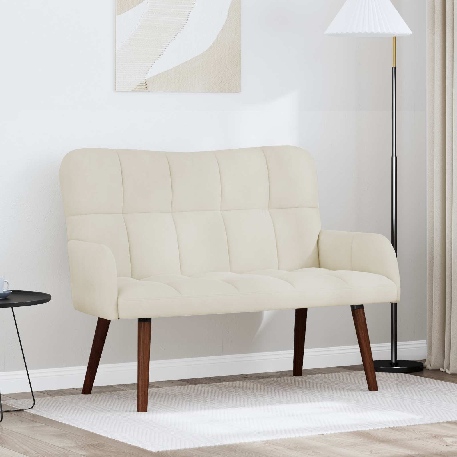 vidaXL Двуместна софа Кремаво 115 x 61 x 87 см Кадифе