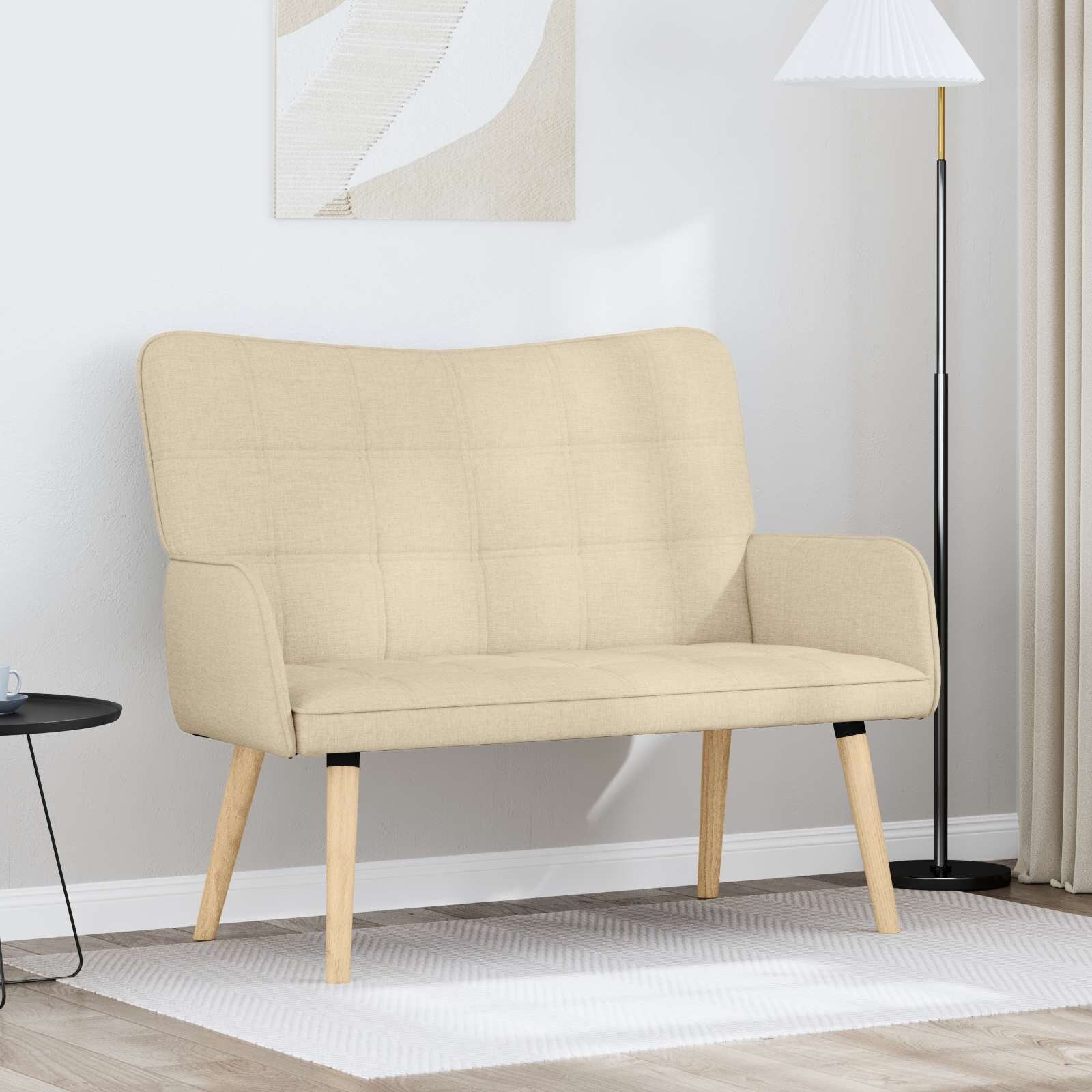 vidaXL Двуместна софа Кремаво 115 x 61 x 87 см Текстил