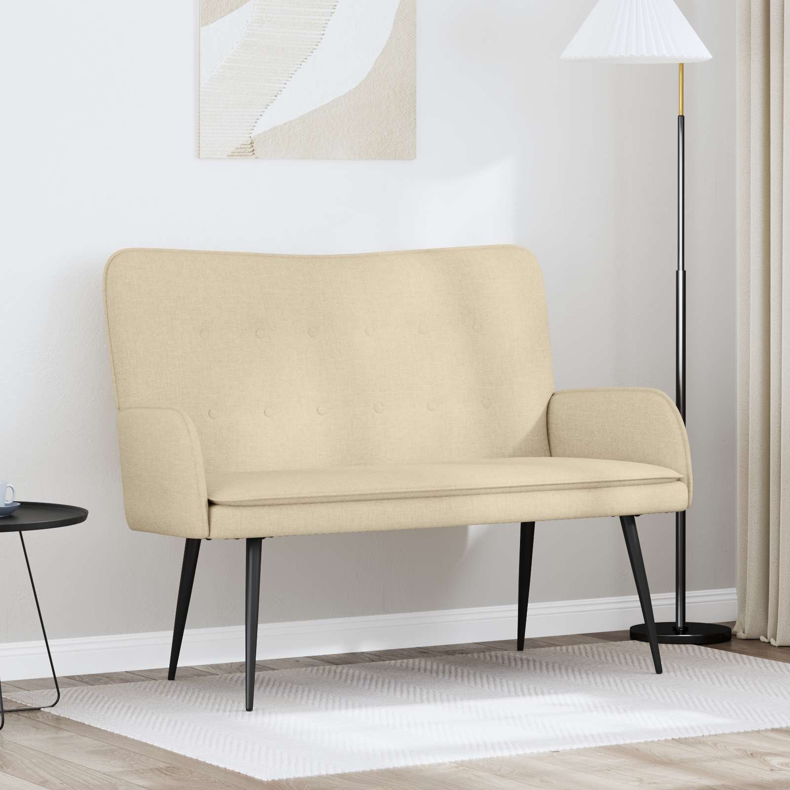 vidaXL Двуместна софа Кремаво 115 x 61 x 87 см Текстил