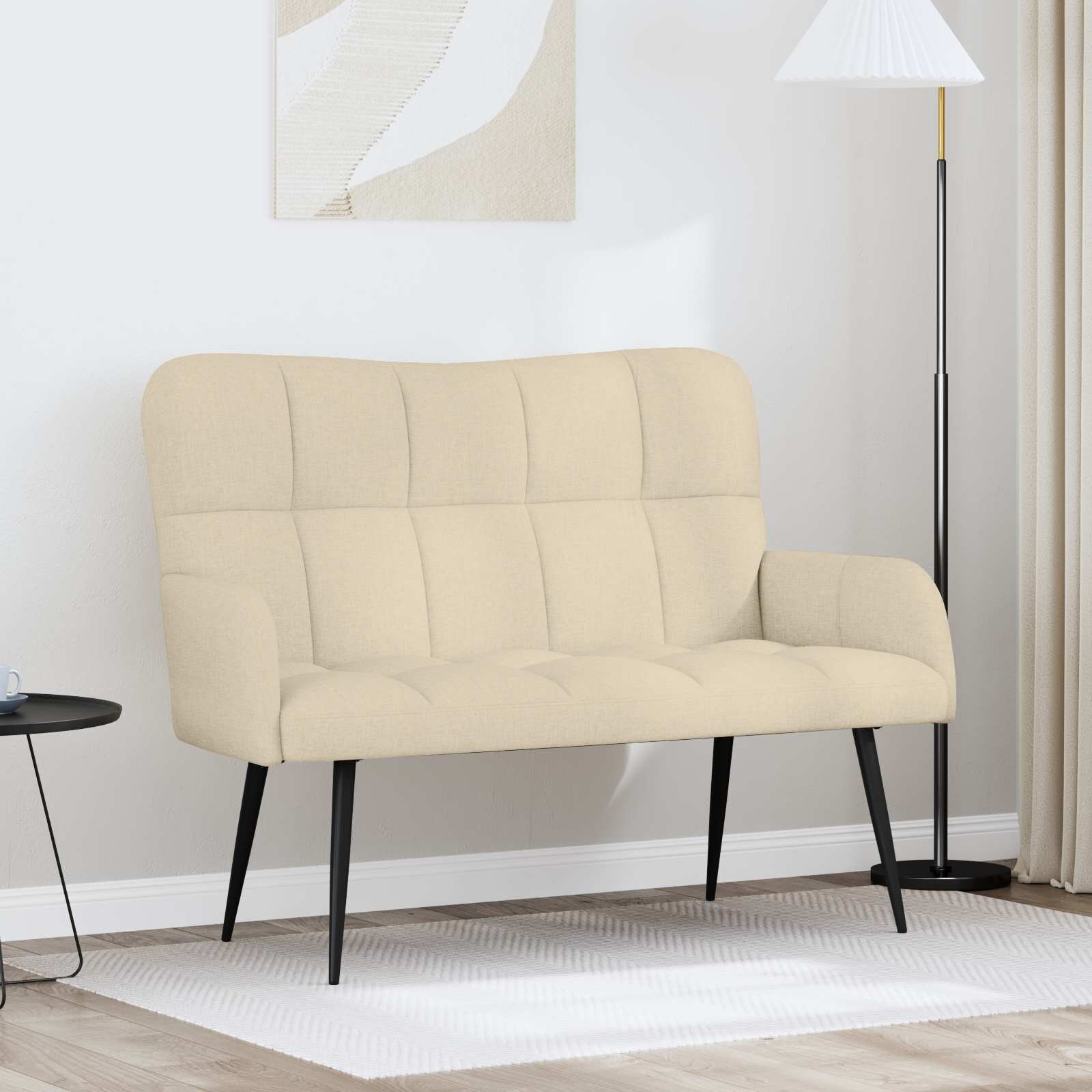 vidaXL Двуместна софа Кремаво 115 x 61 x 87 см Текстил