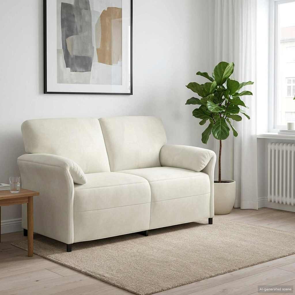 vidaXL Двуместна софа Кремаво 158 x 83 x 95 см Кадифе