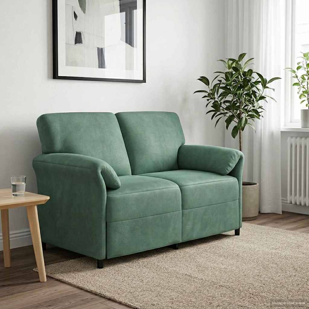 vidaXL Двуместна софа Морско зелено 138 x 83 x 95 см Кадифе