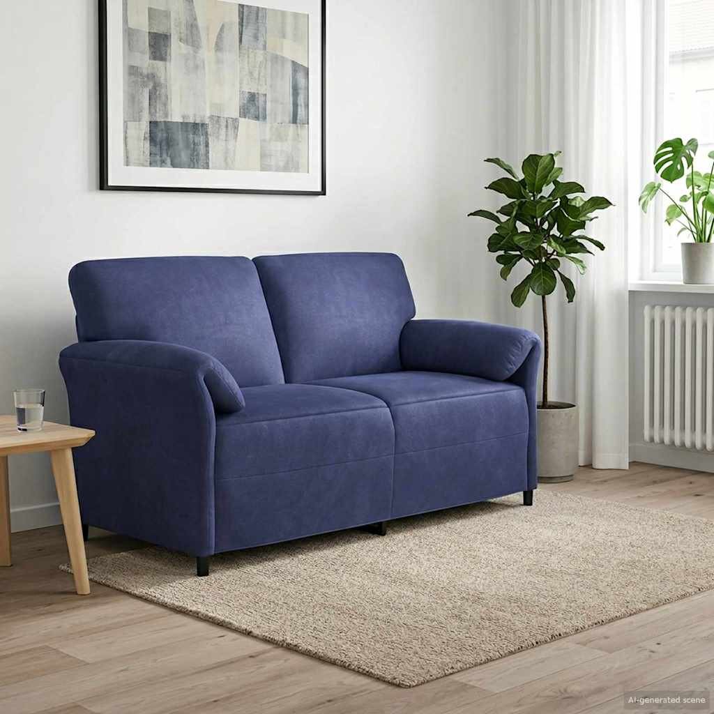 vidaXL Двуместна софа Полицейско синьо 158 x 83 x 95 см Кадифе