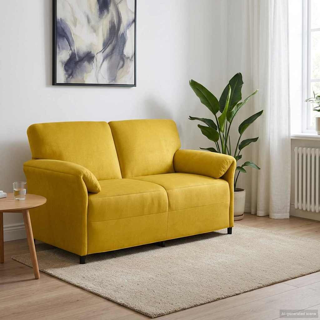 vidaXL Двуместна софа Жълто 158 x 83 x 95 см Кадифе