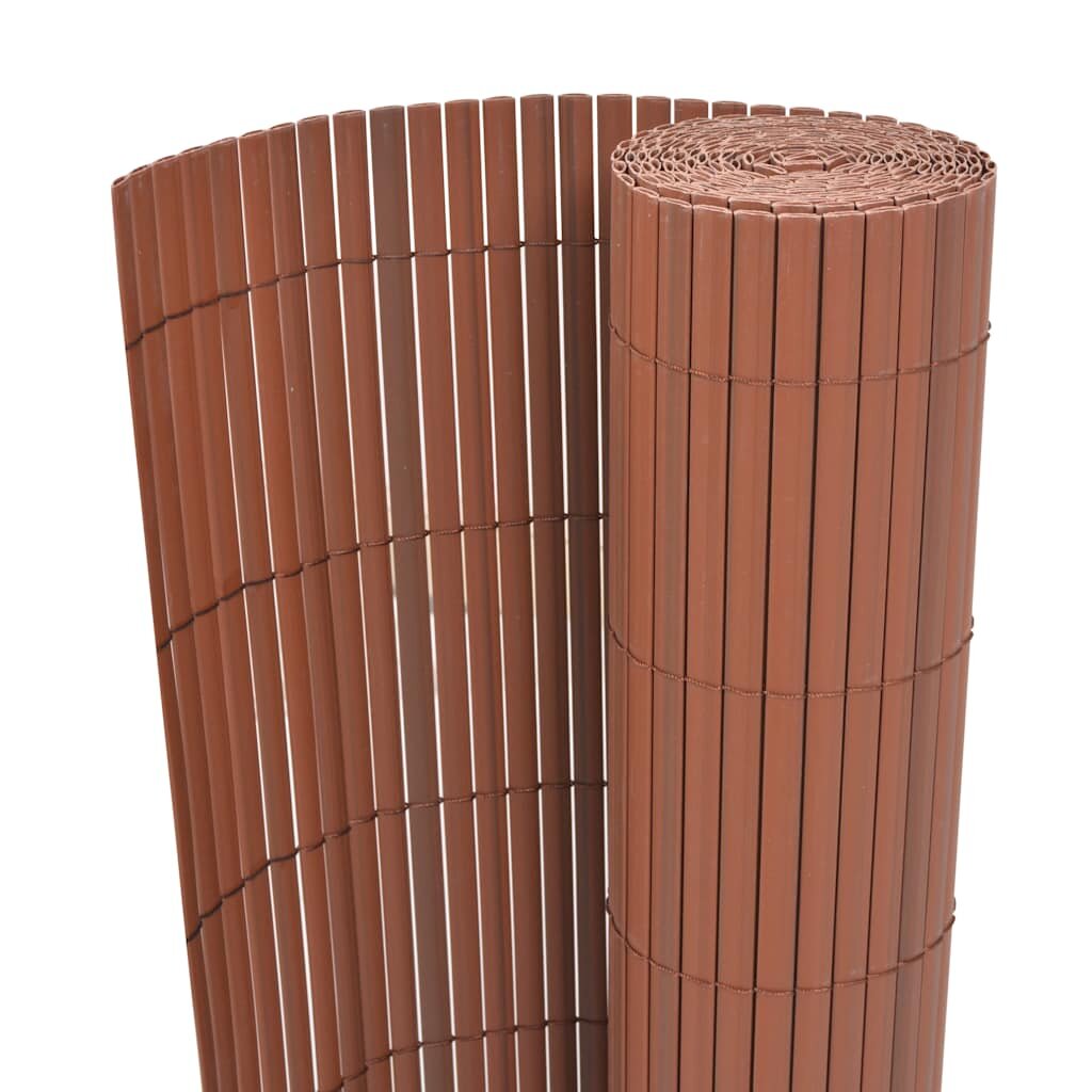 vidaXL Двустранна градинска ограда PVC 90x300 см кафява