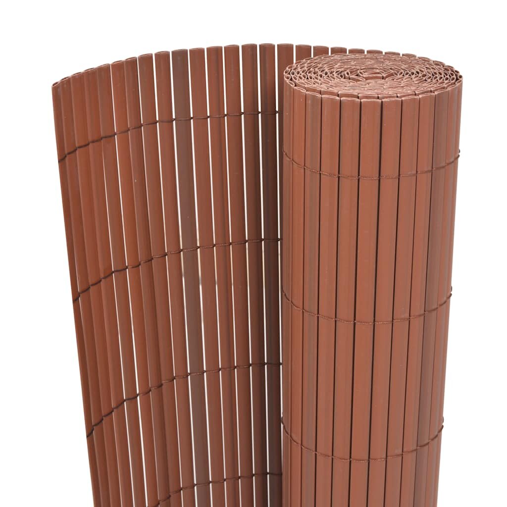 vidaXL Двустранна градинска ограда PVC 90x500 см кафява
