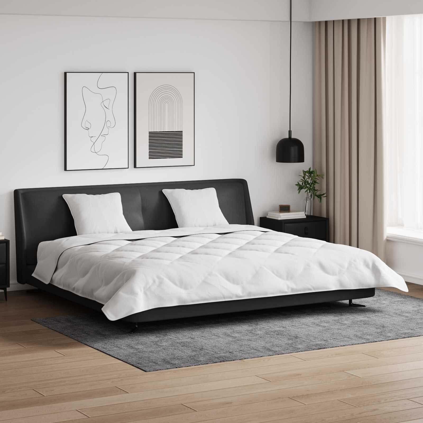 vidaXL Дюна с Възглавници с възглавница 3 бр. Бяло Микрофибър и пух
