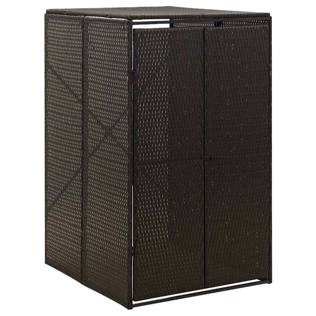 vidaXL Единичен навес за кофа за смет черен 70x80x117 см полиратан