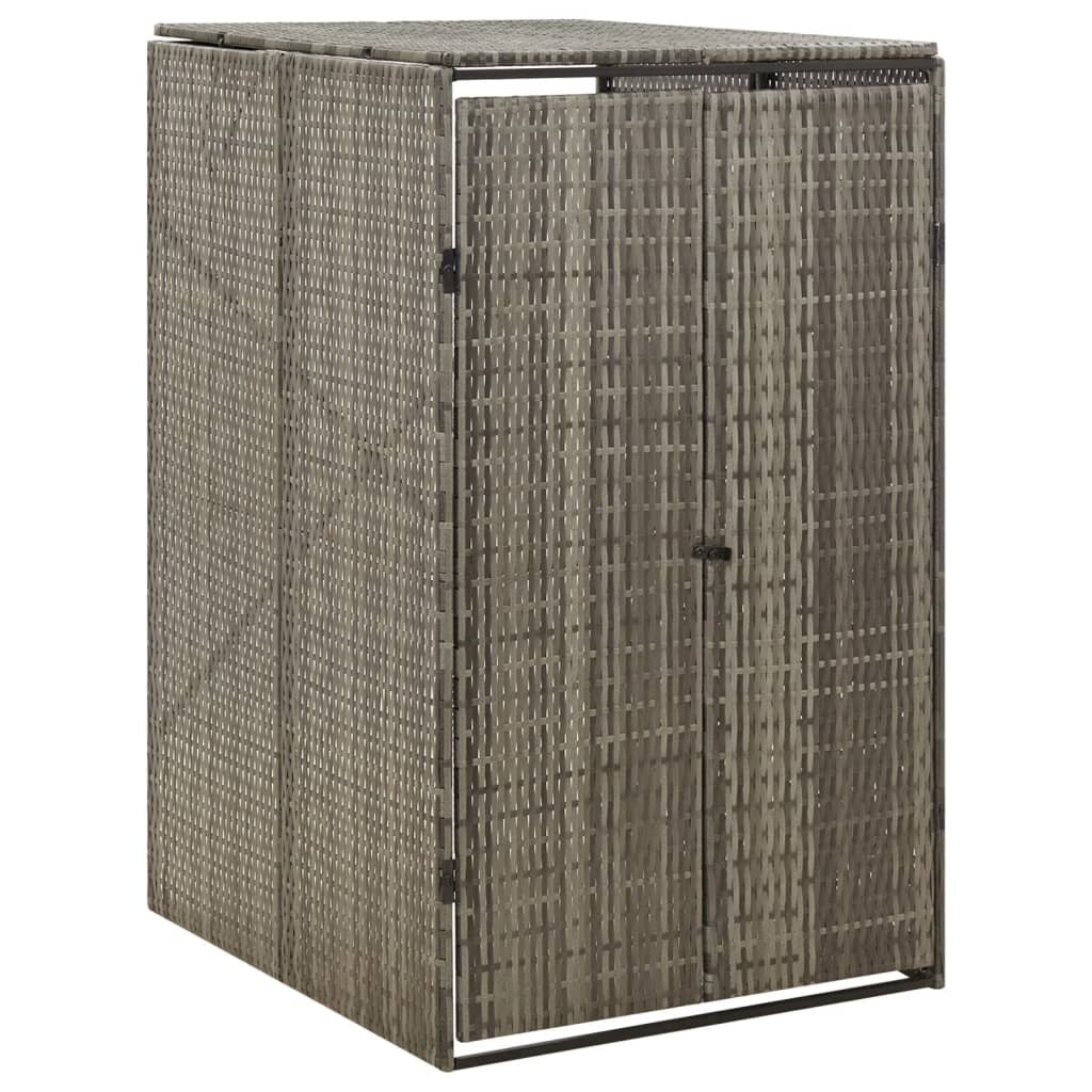 vidaXL Единичен навес за кофа за смет сив 70x80x117 см полиратан