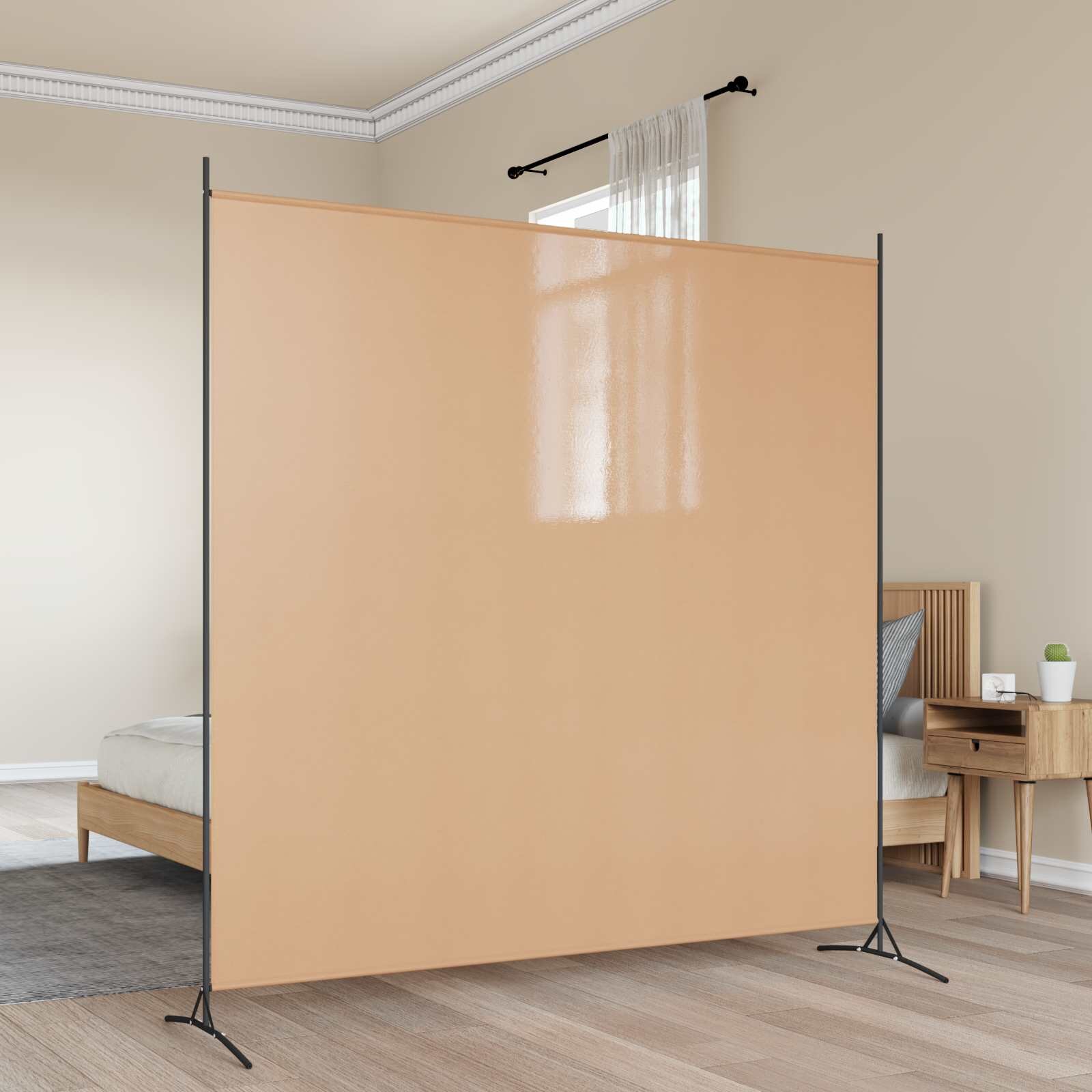 vidaXL Единична панелна преграда за стая Бежово 175 x 180 cm Текстил