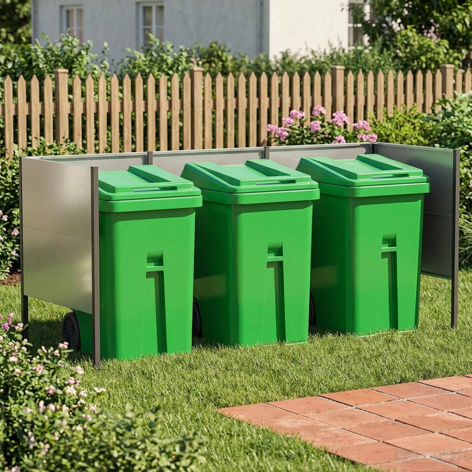 vidaXL Екран за контейнер за отпадъци 249 x 85 x 113 см Сребристо