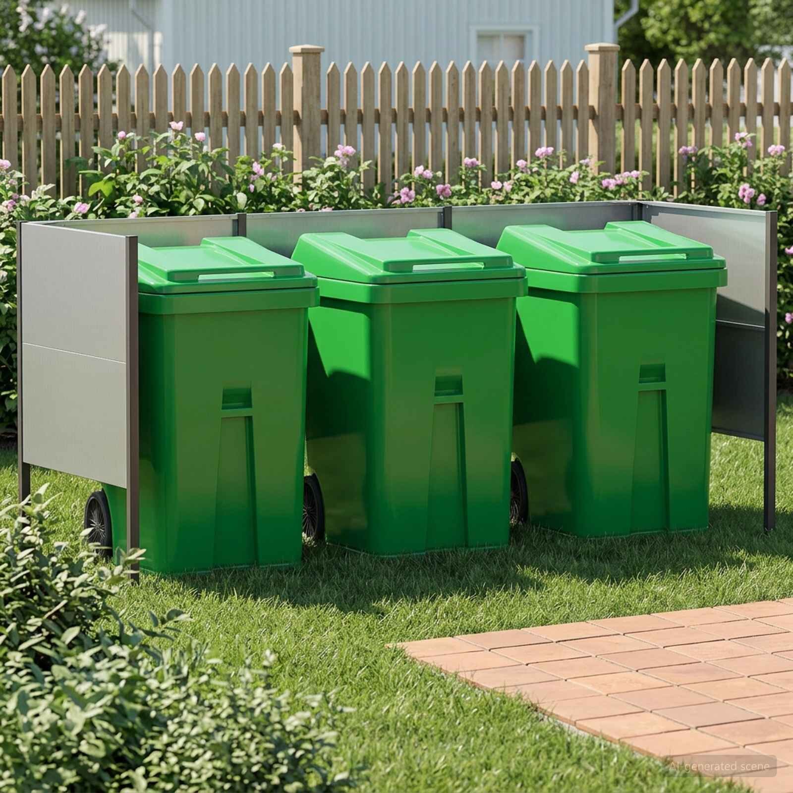 vidaXL Екран за контейнер за отпадъци 249 x 85 x 113 см Сребристо