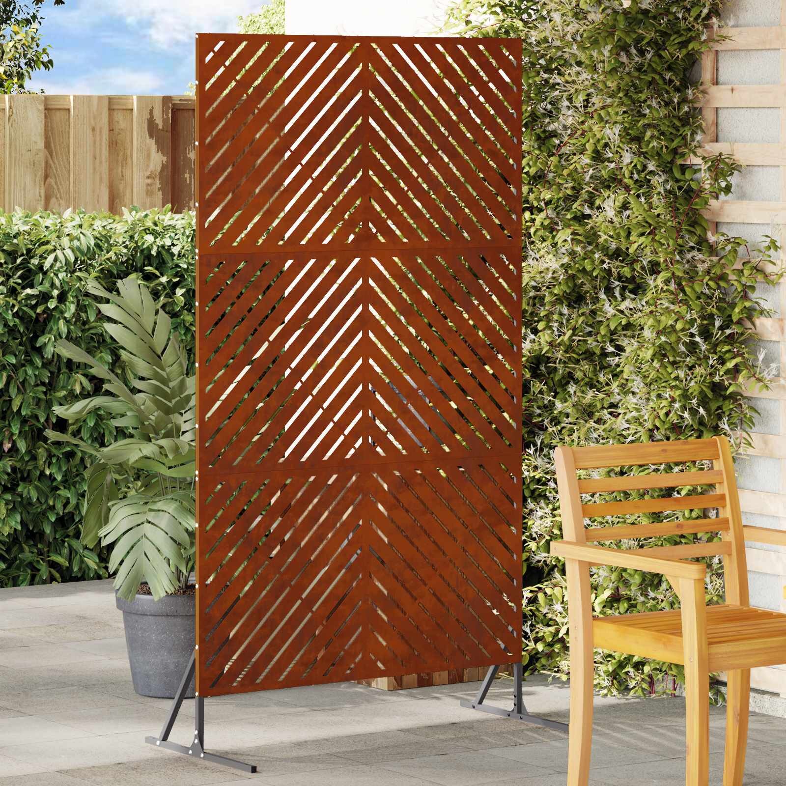 vidaXL Екран за уединение 100 x 50 x 180 см Кортенова стомана