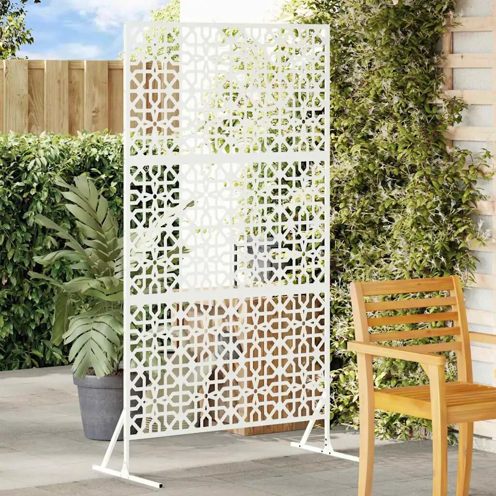 vidaXL Екран за уединение 100 x 50 x 180 см Стомана Бяло