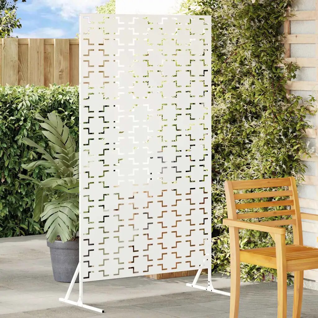 vidaXL Екран за уединение 100 x 50 x 180 см Стомана Бяло