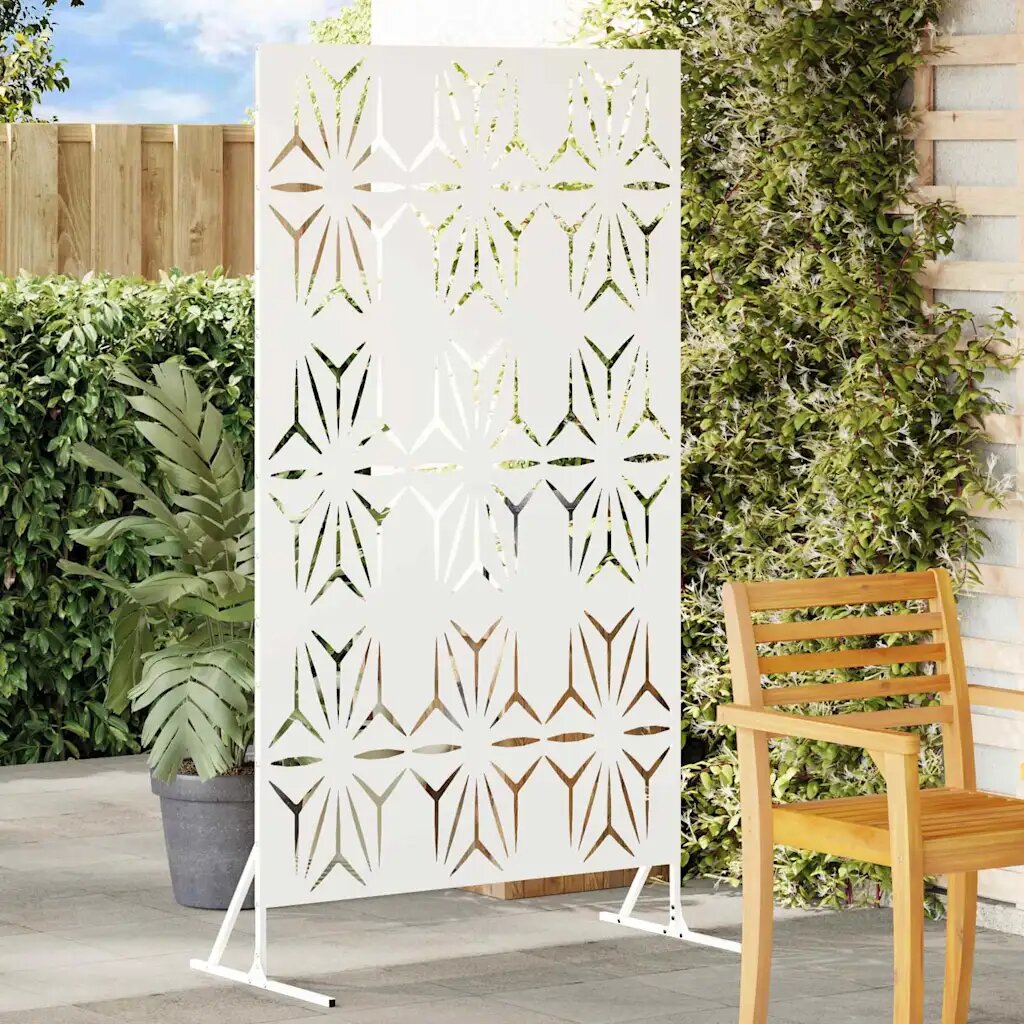 vidaXL Екран за уединение 100 x 50 x 180 см Стомана Бяло