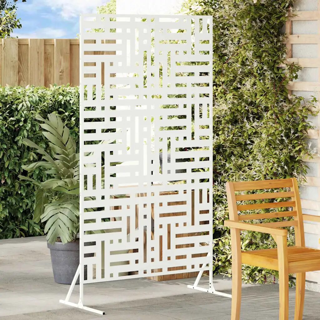 vidaXL Екран за уединение 100 x 50 x 180 см Стомана Бяло