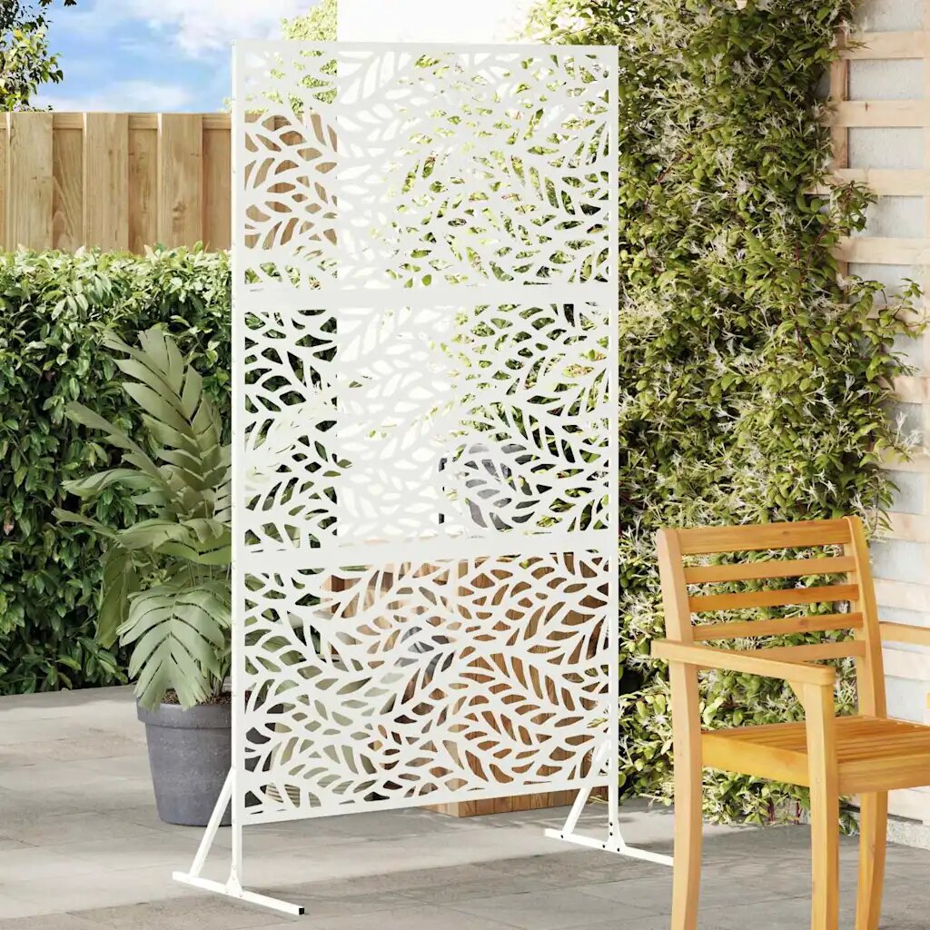 vidaXL Екран за уединение 100 x 50 x 180 см Стомана Бяло
