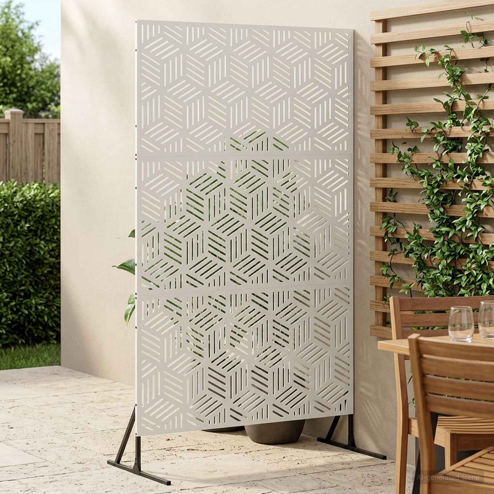 vidaXL Екран за уединение 100 x 50 x 180 см Стомана Бяло