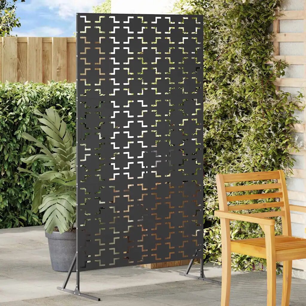 vidaXL Екран за уединение 100 x 50 x 180 см Стомана Черно