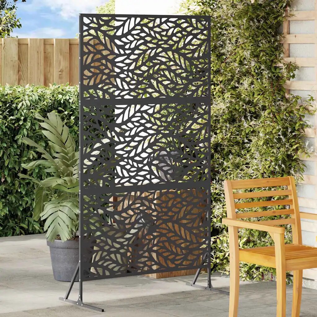 vidaXL Екран за уединение 100 x 50 x 180 см Стомана Черно