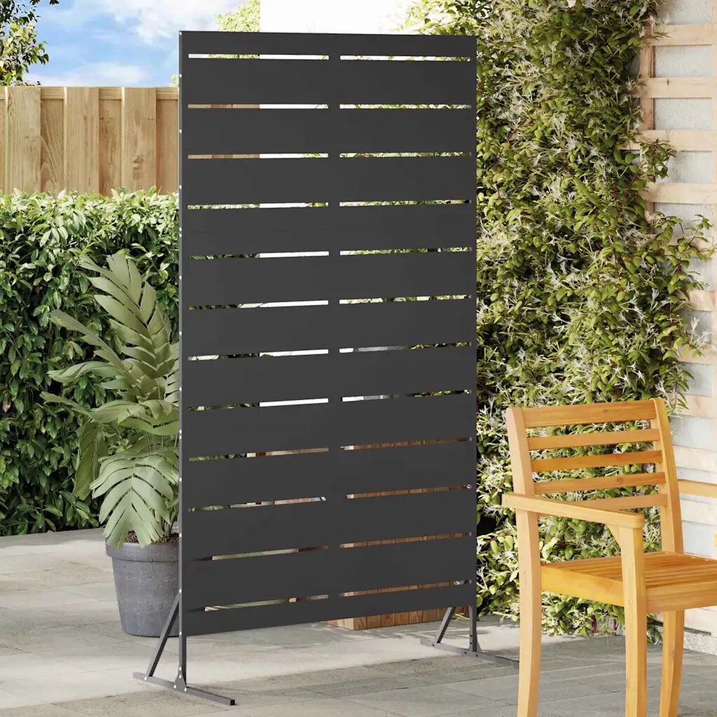 vidaXL Екран за уединение 100 x 50 x 180 см Стомана Черно