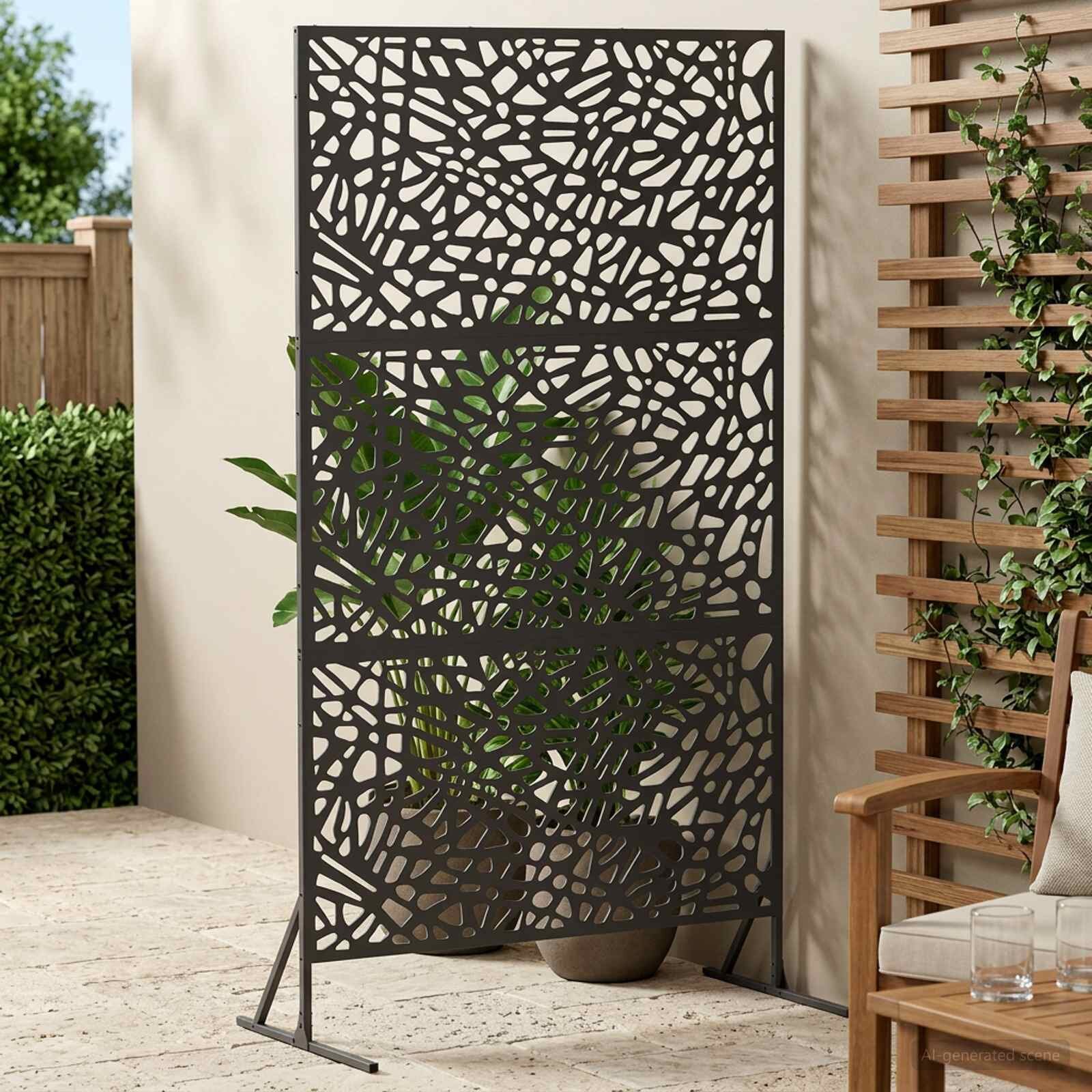 vidaXL Екран за уединение 100 x 50 x 180 см Стомана Черно