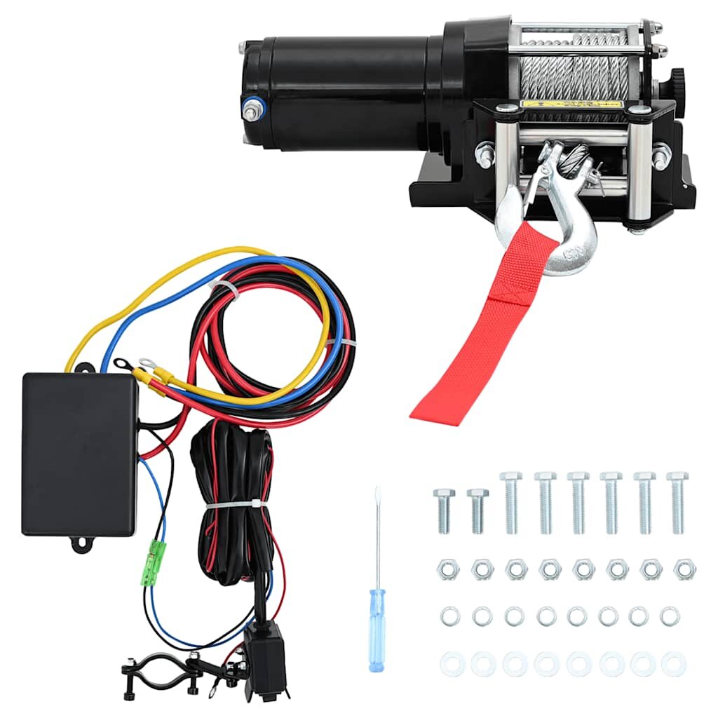 vidaXL Електрическа лебедка 12 V 1360 кг монтажна планка
